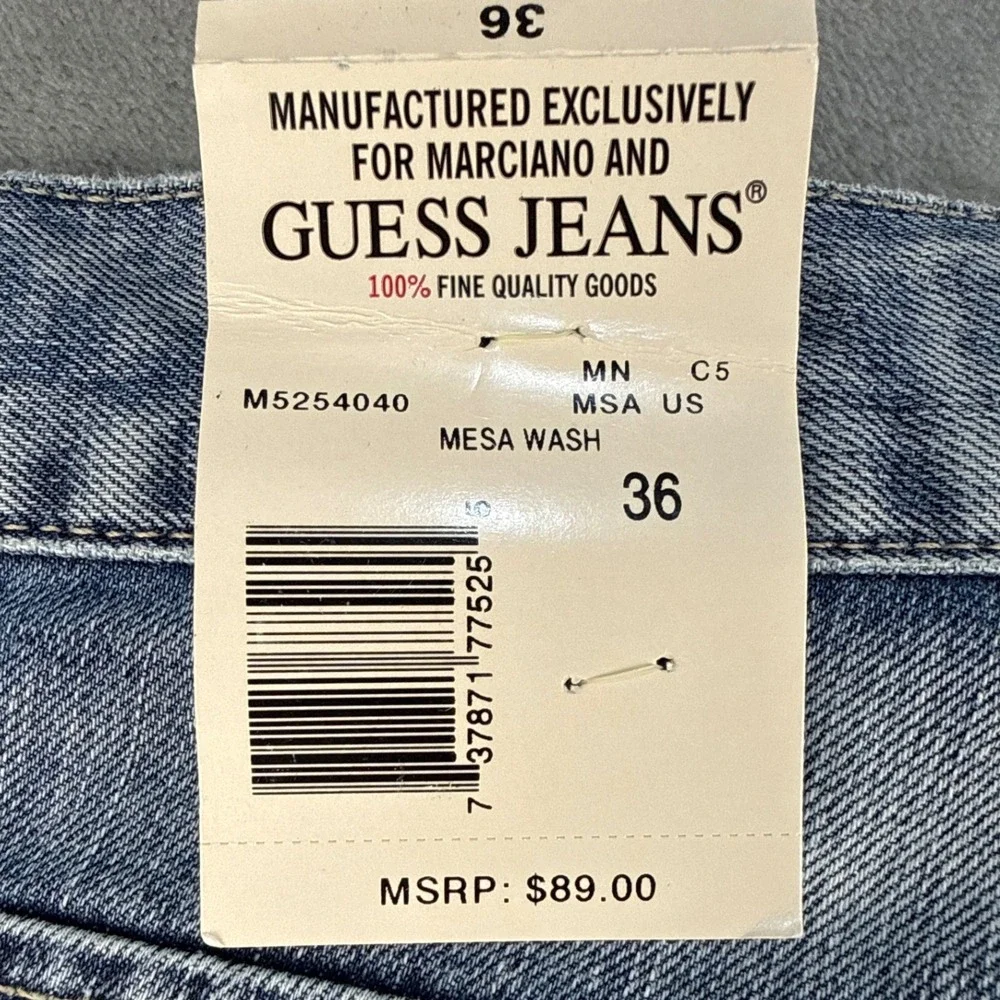 Guess Jeans Mens 36 Medium Wash Wide Leg Baggy Utility Denim NEW